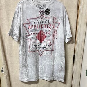 Affliction Men's Gray and Red Graphic Tee